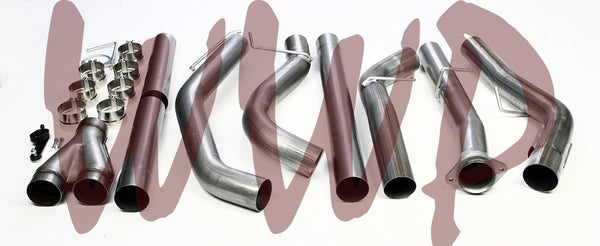 Performance Racing Off Road Aluminized Steel Dual 4" DownPipe Down Pipe Back DPF Exhaust System For 2008-2010 Ford F250 F350 Super Duty Powerstroke 6.4L Turbo Diesel Pickup Truck