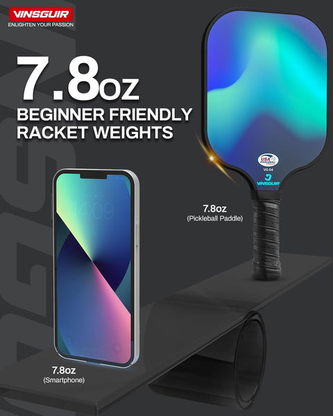 VINSGUIR Pickleball Paddles, USAPA Approved Fiberglass Pickleball Paddles Set of 2, Lightweight Pickleball Rackets with Pickleball Carrying Bag, Pickleball Gifts for Beginners & Pros (2 Rackets)