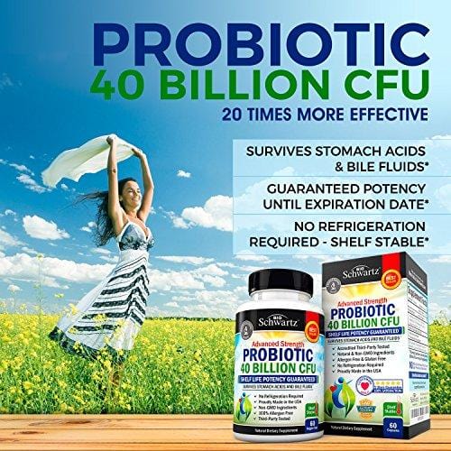 Probiotic 40 Billion CFU. Guaranteed Potency until Expiration - Patented Delay Release, Shelf Stable - Lactobacillus Acidophilus - Gluten Dairy Free for Women Men - No Refrigeration - Digestive Health