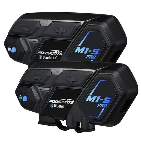 Motorcycle Bluetooth Intercom, Fodsports M1S Pro 2000m 8 Riders Group Motorbike Helmet Communication System Headset Universal Wireless Interphone (Waterproof/Handsfree/Stereo Music/GPS/2 Pack)