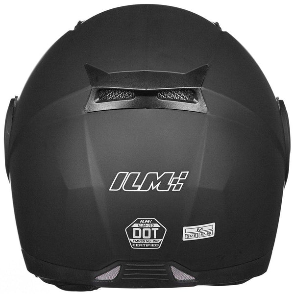 ILM 8 Colors Motorcycle Modular Flip up Dual Visor Helmet DOT (L, Matte Black)