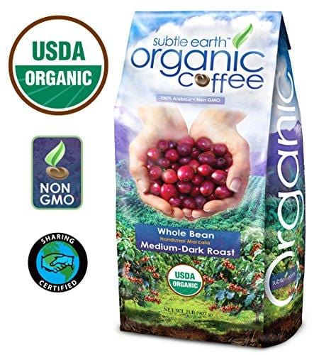 2LB Cafe Don Pablo Subtle Earth Organic Gourmet Coffee - Medium-Dark Roast - Whole Bean Coffee USDA Certified Organic, 2 Pound