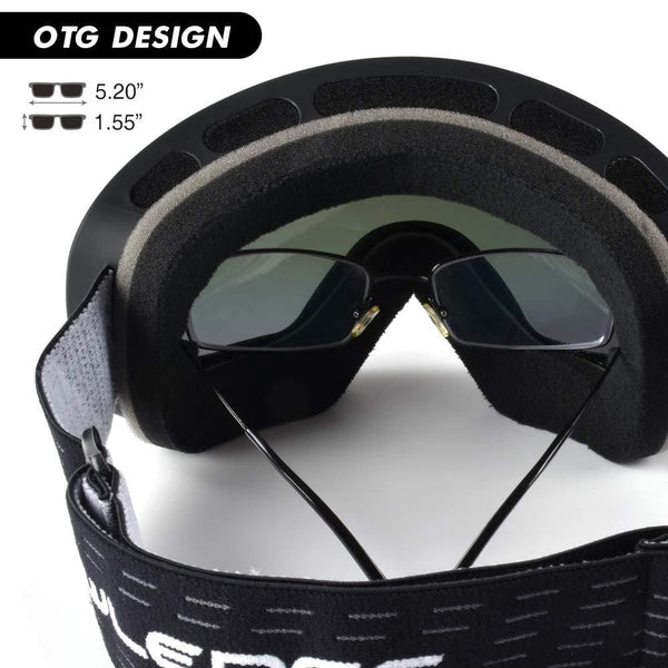 HUBO SPORTS Ski Snowboard Goggles for Men Women Adult, Over Glasses Snow Goggles of Dual Lens with Anti Fog & UV400 for Youth Teenage (FGreen)