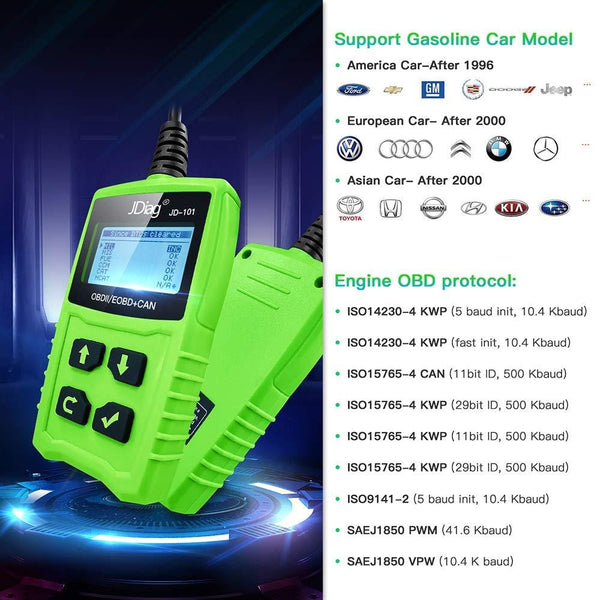 Obd2 Scanner with Speaker Function Code Reader Car Diagnostic Tool with Reset 8 Language for All Vehicles in Compliance with OBDII Standards in 1996 and Beyond
