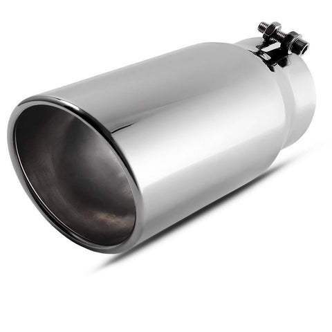 AUTOSAVER88 4 Inch Inlet Chrome Exhaust Tip, 4 x 5 x 12 Inches Bolt On Design Diesel Exhaust Tailpipe Tip.
