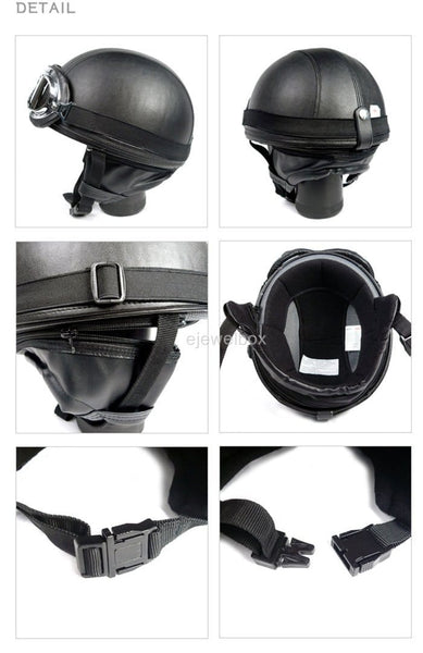 Vintage Motorcycle Motorbike Scooter Half Leather Helmet Brown wlth Free Goggles and One Ganda Anti Electromagnetic Radiation Sticker