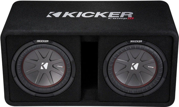 Kicker 10" 1600W 2-Ohm Vented Dual Loaded Car Enclosure Subwoofers | 43DCWR102
