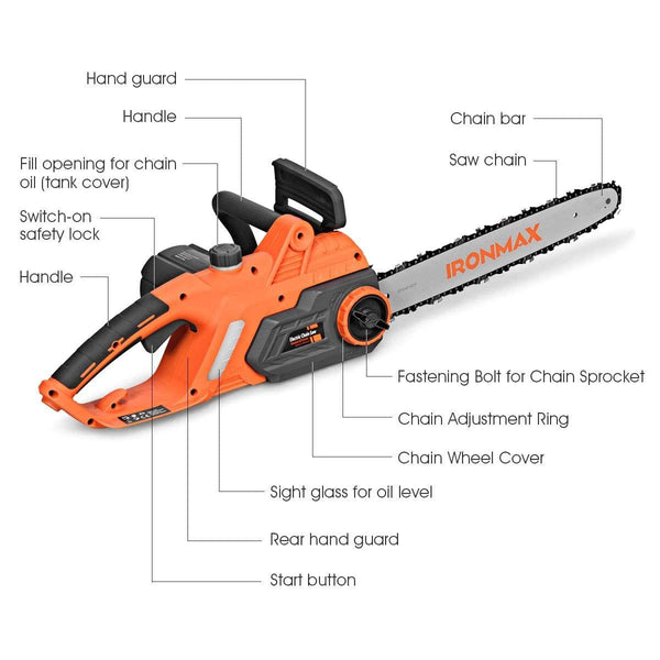 Goplus Corded Electric Chainsaw, 16-Inch 13 Amp Compact Chain Saw with Blade Cover, 340 ml Visible Oil Tank, Soft Handle, Automatic Oil Lubrication and Tool-Free Tension Chain System