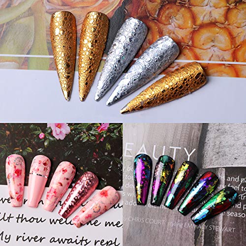 Makartt Nail Art Foil Glue Gel with Starry Sky Star Foil Stickers Set Nail Transfer Tips Manicure Art DIY 15ML, 20PCS (2.5cm100cm) Stickers, UV LED Lamp Required
