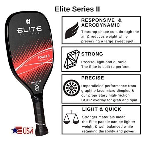 Pickle-Ball, Inc. Elite Pickleball Paddle (Power, Finesse, Skill) (Power II - Red)
