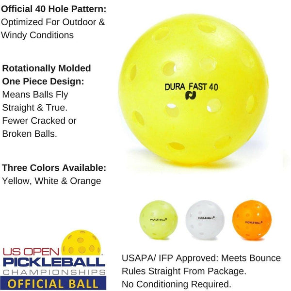 Dura Fast 40 Pickleballs | Outdoor pickleball balls | Yellow| Pack of 6 | USAPA Approved and Sanctioned for Tournament Play, Professional Perfomance [product _type] Pickle-Ball - Ultra Pickleball - The Pickleball Paddle MegaStore