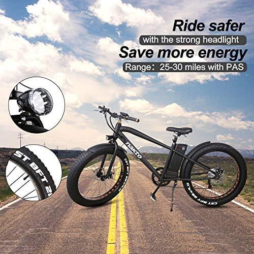 NAKTO Fat Tire Electric Bicycle 350W Brushless Motor Electric Ebike 36V/10A Removable High Capacity Waterproof Lithium Battery 6-Speed-Shimano Adult Electric Bicycles