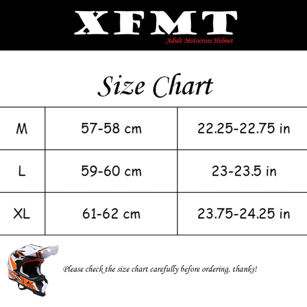 XFMT DOT Adult Full Face Helmet Motocross Off-Road Dirt Bike Motorcycle ATV M