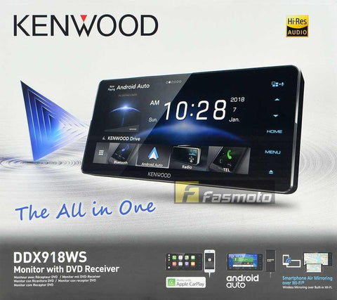 KENWOOD DDX918WS (DVD Region 3) 6.75" HD Capacitive Screen WiFi Apple CarPlay Android Auto Spotify USB Bluetooth High Resolution Audio 200mm Car Stereo
