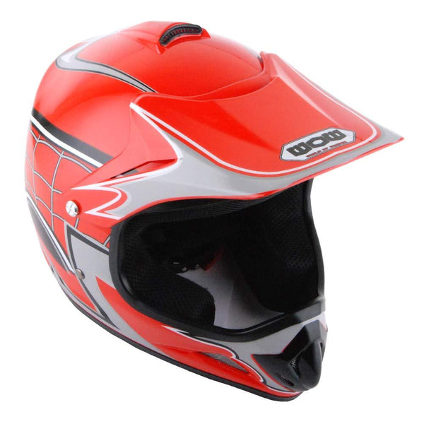 WOW Youth Kids Motocross BMX MX ATV Dirt Bike Helmet Spider Web Red