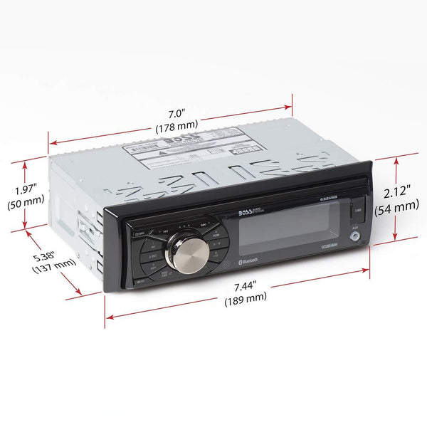 BOSS Audio Systems 632UAB Multimedia Car Stereo - Single Din, Bluetooth Audio and Hands-Free Calling, Built-in Microphone, MP3 Player, USB Port, AUX Input, AM/FM Radio Receiver, Detachable Front Panel