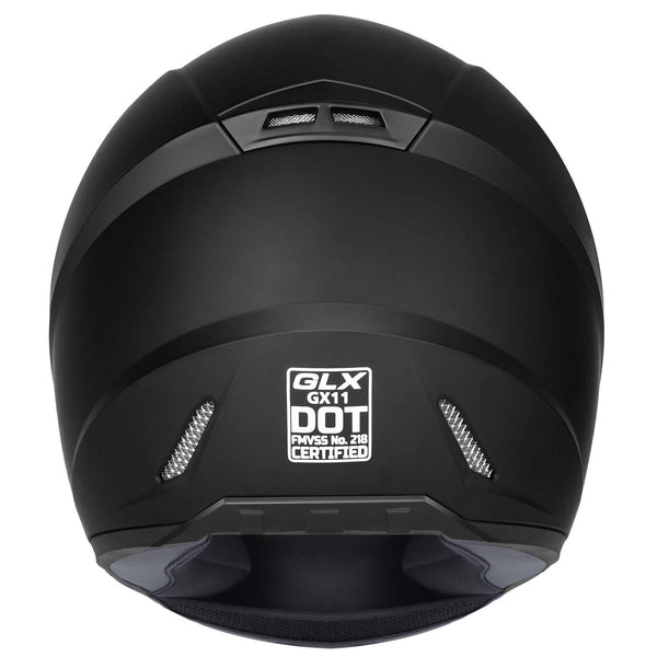 GLX Unisex-Adult GX11 Compact Lightweight Full Face Motorcycle Street Bike Helmet with Extra Tinted Visor DOT Approved (Matte Black, Medium)