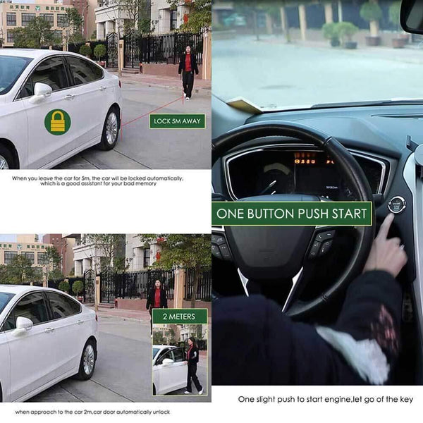 Remote Start For Cars Engine Keyless Entry Automatic Locking/unlock Central PKE Start Stop kit Car Alarm System With Two 4-Button Controls Smartphone APP Remote Car Starters