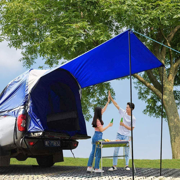 Mein LAY Waterproof Double Layer Full Size Truck 5.5 Foot Bed Tent with Floor Blue ＆ Grey