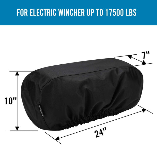 Seven Sparta Winch Cover for Electric Winch Up to 17500 Lbs, Waterproof Winch Protector, 1680D Oxford Winch Cover, 24" W x 10" H x 7" D (Black)
