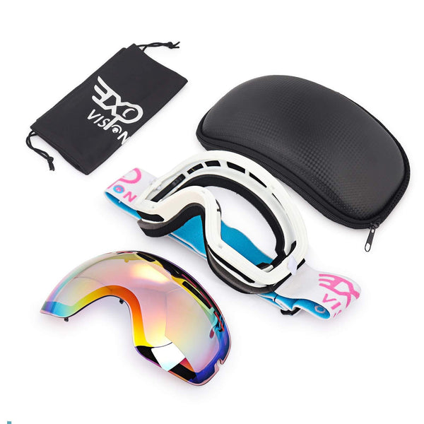 EXP VISION Snowboard Ski Goggles for Men Women and Youth, Over Glasses Skiing Snowboard Goggles with Anti Fog and UV400 Protection Dual Lenses Snow Goggles