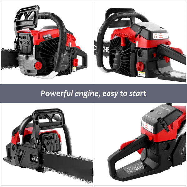 Yiilove 20" 58CC Gas Powered Chainsaw 2 Stroke Handed Petrol Gasoline Chain Saw for Cutting Wood with Tool Kit (Red)