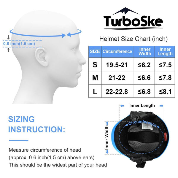 TurboSke Ski Helmet, Snow Sports Helmet, Snowboard Helmet Men Women Youth (Blue, M (21"-22"))