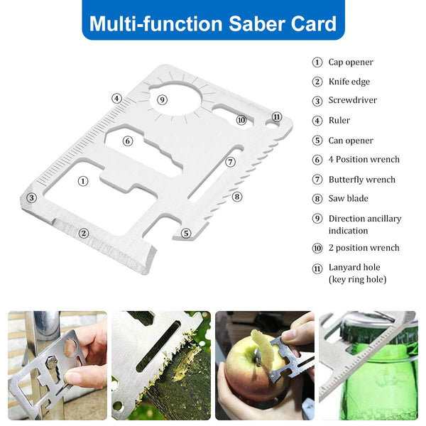 KITPIPI Survival Gear Kit 27 Pieces Outdoor Survival Tool Emergency Camping Gear with Compass Flintstones Saber Card Styptic for Adventure Outdoors Sport Best Gift for Men Boys