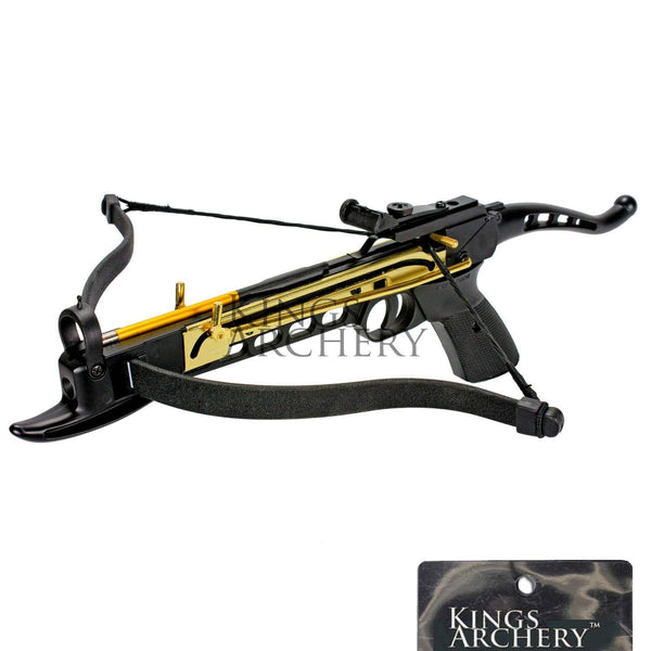 Crossbow Self-Cocking 80 LBS by KingsArchery® with Adjustable Sights, 3 Aluminium Arrow Bolts, and Bonus 24-pack of Colored PVC Arrow Bolts + KingsArchery® Warranty