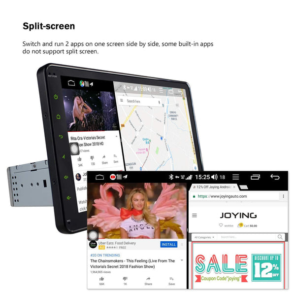 Android Car Stereo - JOYING Andorid 8.1 4GB RAM 64GB ROM 10.1 inch Single Din Car Radio LCD Touchscreen with 4G SIM Card Slot, Support Android Auto, SPDIF, DSP