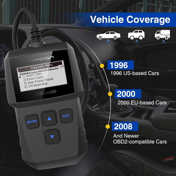 OBD2 Scanner - Fault Code Reader with Clear Check Engine Light, CAN OBDII Car Diagnostic Scan Tool for All 1996+ Vehicles, Simple Operation Professional OBD Scanner TOPDON AL200