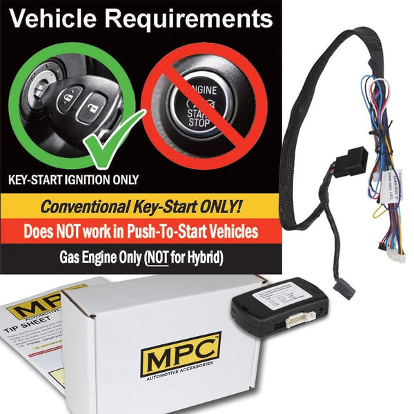 MPC Factory Remote Activated Remote Start Kit for 2008-2013 Jeep Liberty - Plug-n-Play - Key-to-Start - Firmware Preloaded