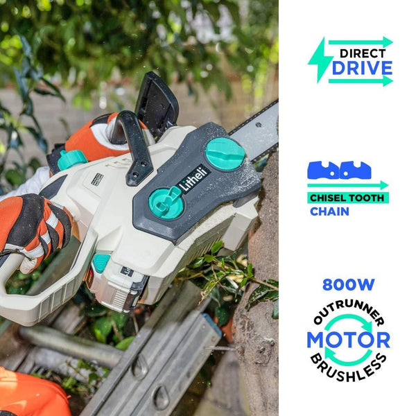 LiTHELi 40V 14 inches Cordless Chainsaw with Brushless Motor, 2.5AH Battery and Charger