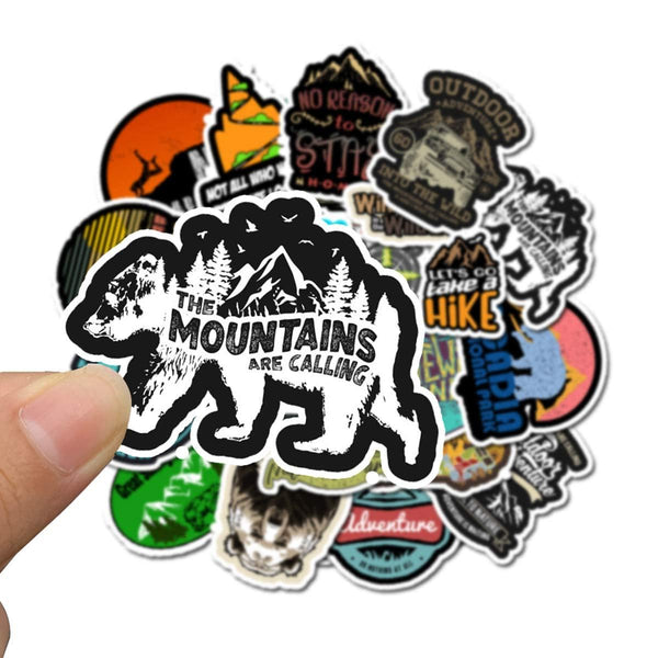 Wilderness Nature Stickers Outdoors Hiking Camping Travel Adventure Laptop Stickers Waterproof Skateboard Snowboard Car Bicycle Luggage Decal 50pcs Pack