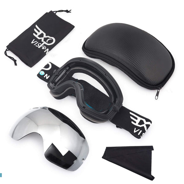 EXP VISION Snowboard Ski Goggles for Men Women and Youth, Over Glasses Skiing Snowboard Goggles with Anti Fog and UV400 Protection Dual Lenses Snow Goggles