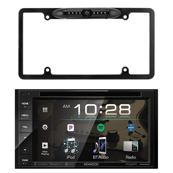 Kenwood 6.2" 2-Din In-Dash Sirius/MP3/WMA DVD Monitor Bluetooth Receiver, Enrock Car License Plate Frame Rear View Backup Waterproof Camera