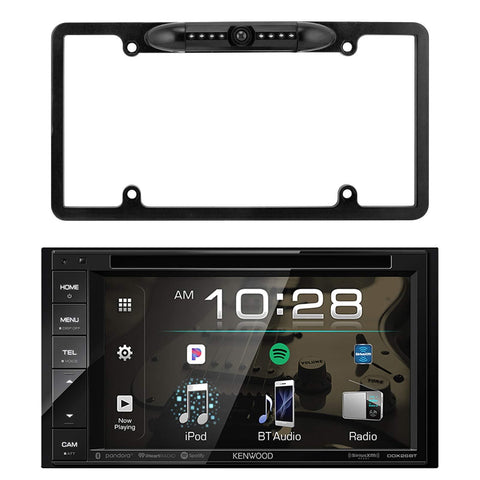 Kenwood 6.2" 2-Din In-Dash Sirius/MP3/WMA DVD Monitor Bluetooth Receiver, Enrock Car License Plate Frame Rear View Backup Waterproof Camera