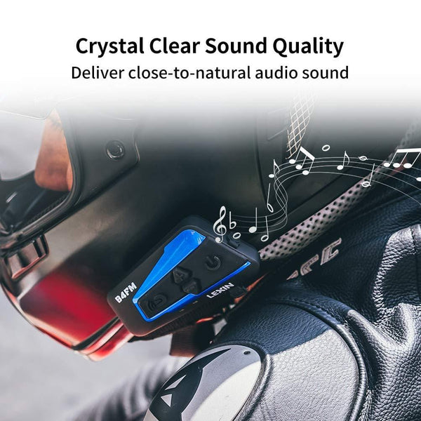 LEXIN 2pcs LX-B4FM Motorcycle Bluetooth Headset with FM Radio, Motorcycle Helmet Communication Systems With Noise Cancellation Up to 4 Riders, Off-road Helmet Motorcycle Intercom
