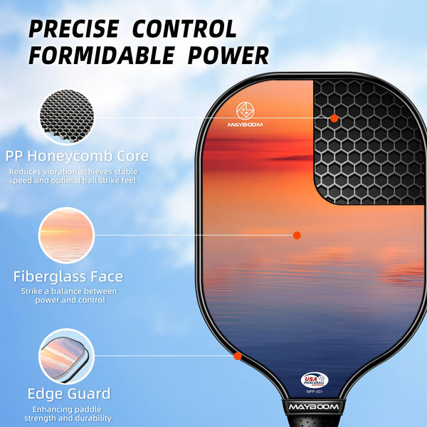 Pickleball Paddles, USAPA Approved Pickleball Racket Set of 2, Light Pickle Ball Paddle Set with Ergonomic Cushion Grip, 4 Outdoor Indoor Balls, Lightweight Carry Bag