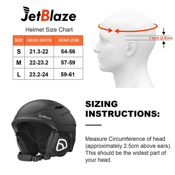JetBlaze Ski Helmet, Snowboard Helmet, Snow Helmet for Men Women Youth (Black, M)