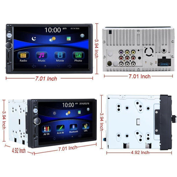 Regetek Car Stereo Double Din 7" Touchscreen in Dash Stereo Car Audio Video Player Bluetooth FM AM Radio Mp3 /TF/USB/AUX-in/Subwoofer/Steering Wheel Controls + Remote Control+Rear View Camera