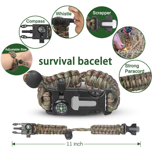 VF DONGFANG Survival kit,12in1 Survival Gear Gift for Him Men Husband Dad Boyfriend Boys，First aid kit for Hiking/Emergency kit.Survival Bracelet/Emergency Blanket/Tactical Flashlight-Camping Gear