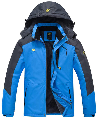 QPNGRP Mens Waterproof Fleece Ski Jacket Windproof Winter Snow Coat