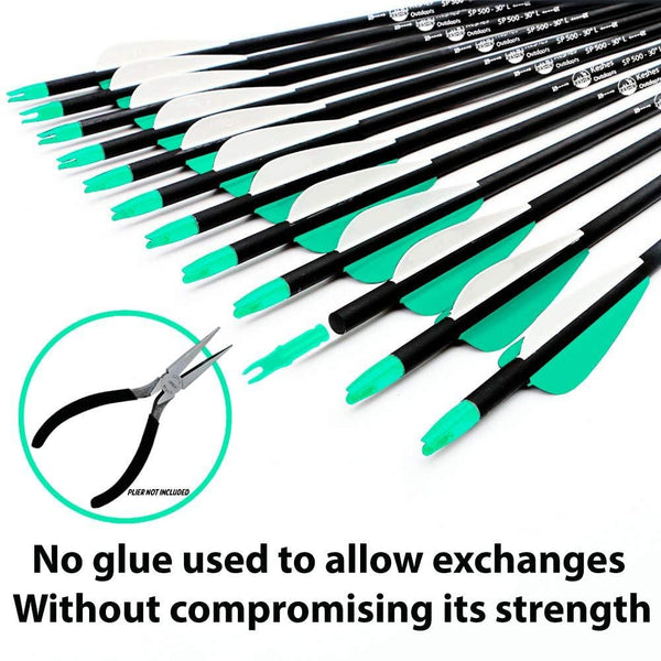 KESHES Archery Carbon Hunting Arrows for Compound & Recurve Bows - 30 inch Youth Kids and Adult Target Practice Bow Arrow - Removable Nock & Tips Points (12 Pack)