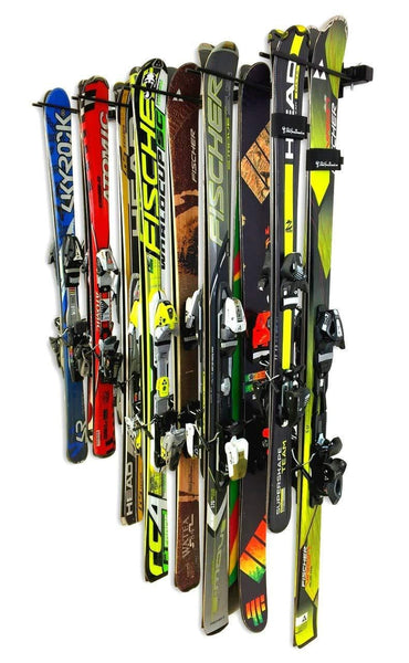 StoreYourBoard Omni Ski and Snowboard Wall Storage Rack, Holds 10 Pairs, Ski Wall Mount, Home and Garage Storage Hanger