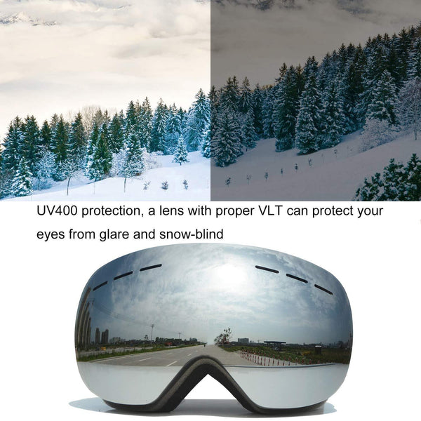 Scoteep Ski Goggles - OTG Snowboard Goggles - Snow Goggles with Anti-Fog UV Protection Double Lens for Men, Women & Youth