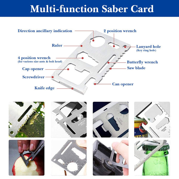 Emergency Survival Kit, 13 in 1 Outdoor Survival Gear, Lifesaving Tools with Military Compass, Saber Card, Whistle, for Travel Hike Field Camp，Father's Day, Boyfriend, Boy Scout's Best Gift