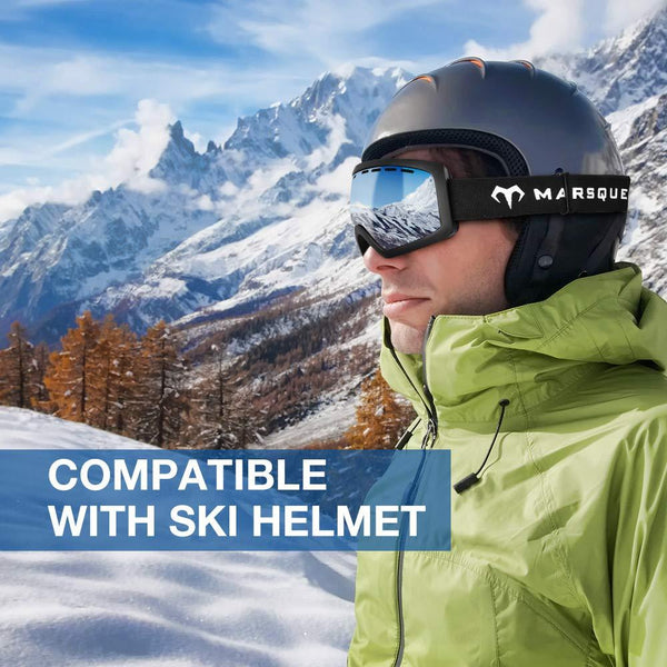 MARSQUEST Ski Goggles for Men Women - Anti-Fog Snowboard Goggles with Fast Dry Foams, UV400 Protection, Helmet Compatible Snow Goggles with Double Lens, Durable TPU Frame for Safety