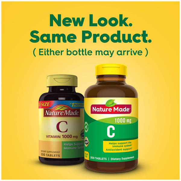 Nature Made Vitamin C 1000 mg, 300 Tablets, Helps Support the Immune System† (Packaging May Vary)