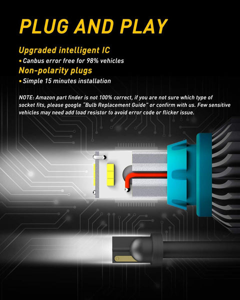 AUXITO Error Free 912 921 T15 LED Bulbs 2000 Lumens Bright CSP 9-SMD Plug and Play for Backup Reverse Lights, 6500K White (Pack of 2)